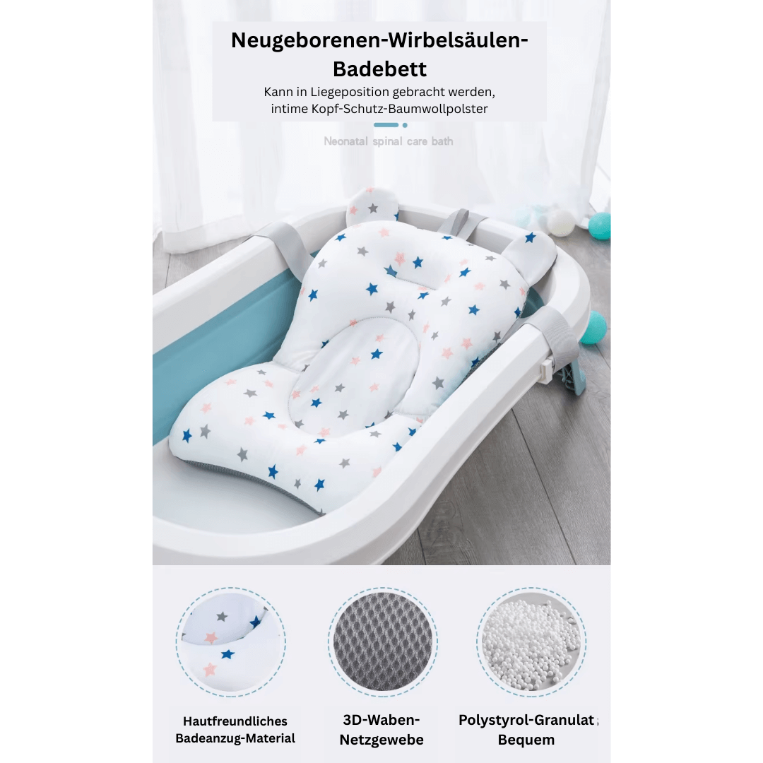 AquaNest – Innovatives Baby-Badekissen & faltbarer Badewanneneinsatz für Neugeborene (0–12 Monate)